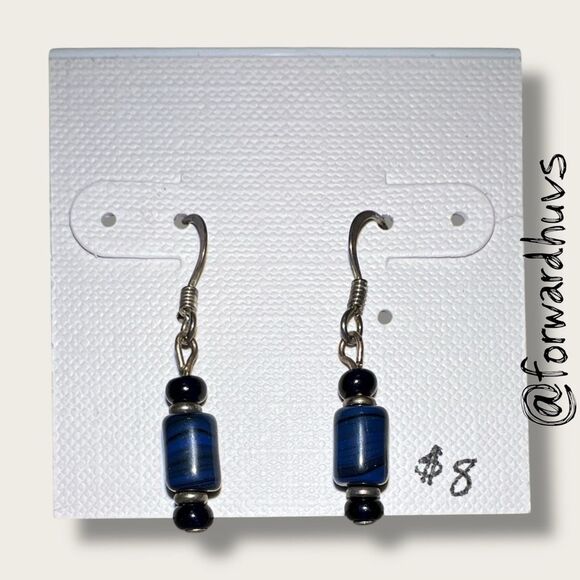 Bundle Sale 3 for $15 | Hand Crafted Blue & Black Bead Earrings - Picture 3 of 7